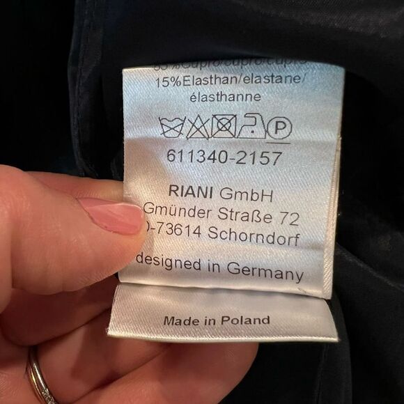 Riani Blazer Suit Jacket Navy Blue Basketweave Detail Wool Blend 12 - Picture 12 of 12